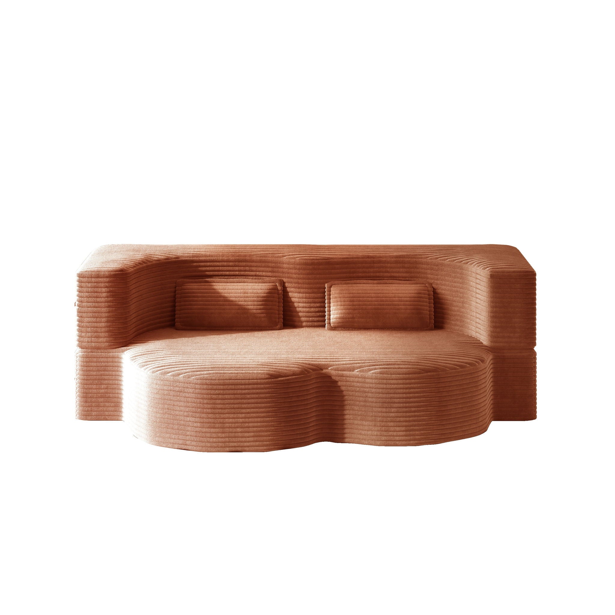 Modern Floor Sofa With 2 Pillows, Convertible Twin Size Folding Mattress For Living Room