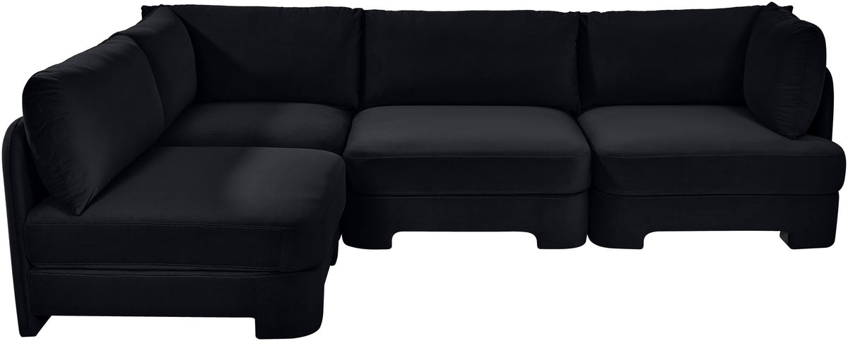 Hammond - Velvet Performance Fabric Upholstered 4 Piece Armless Sectional