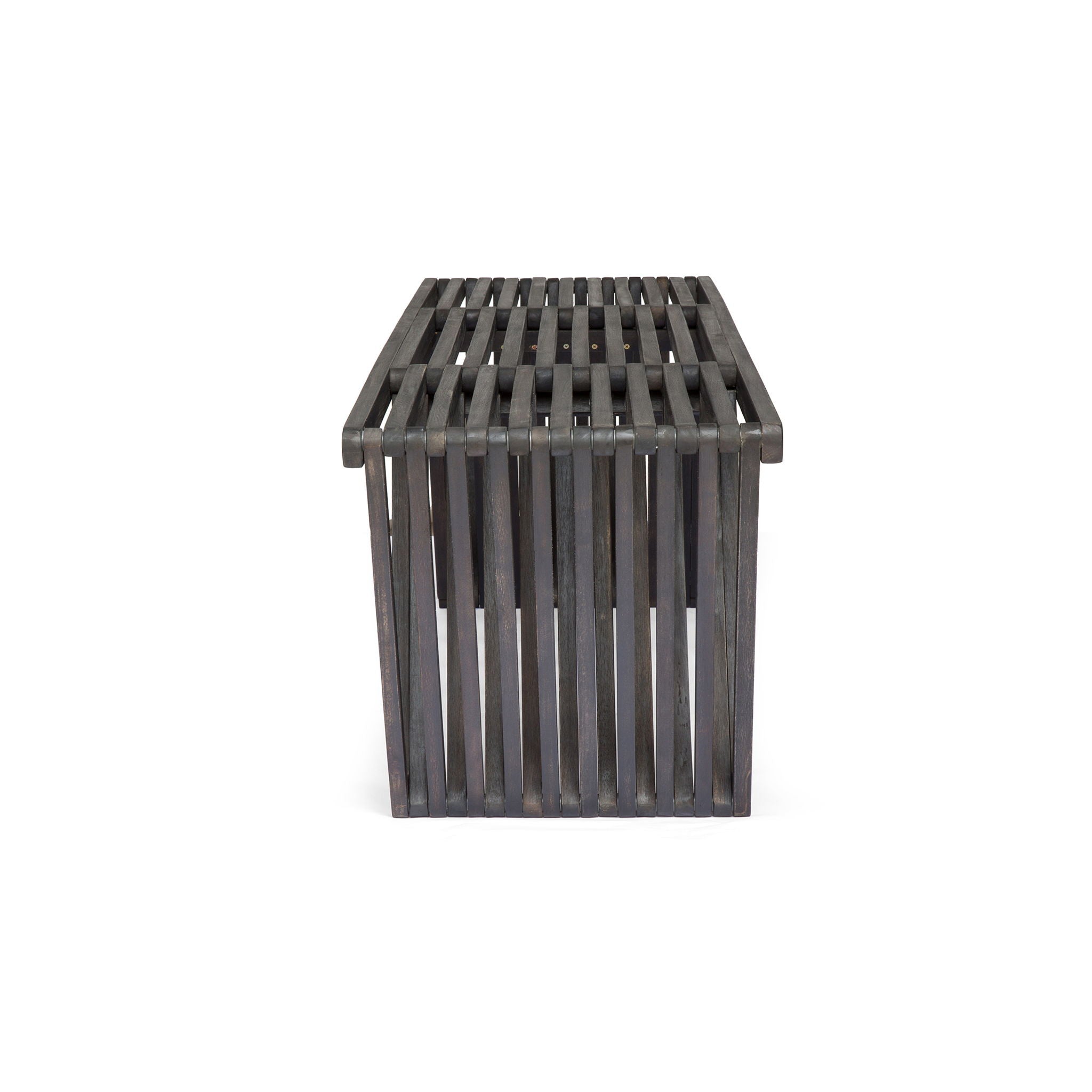 Gloaming - Outdoor Bench With Slat Design And Triangular Base - Dark Gray