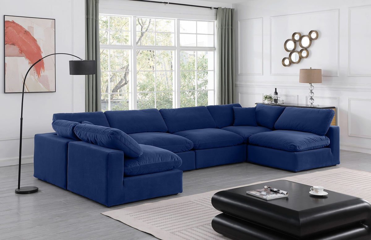 Comfy - 6 Piece Velvet Modular Armless Sectional