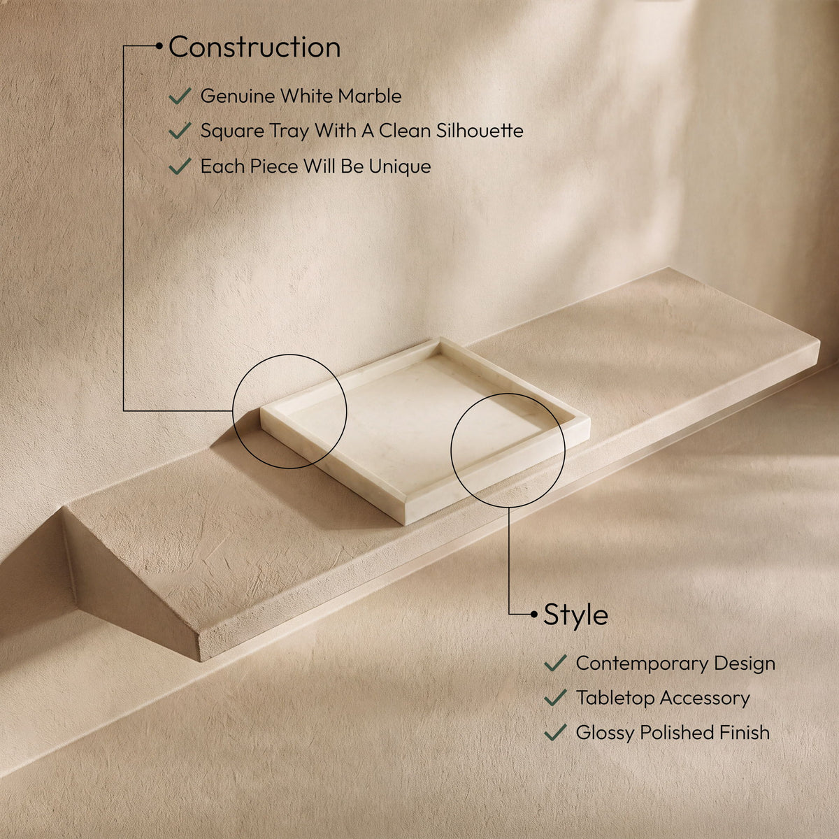 Michael - Genuine Marble Tray