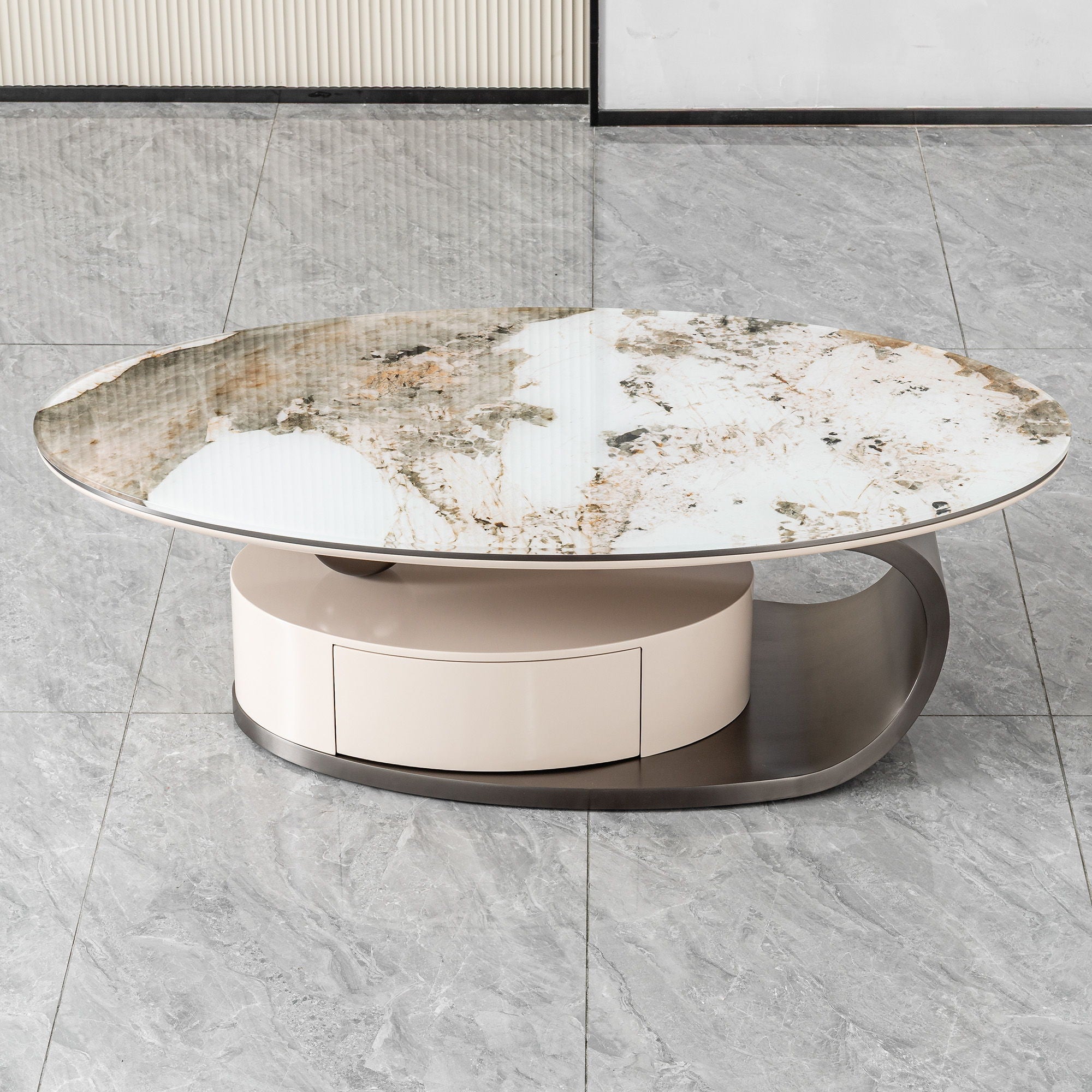 Oval Coffee Table With Drawer
