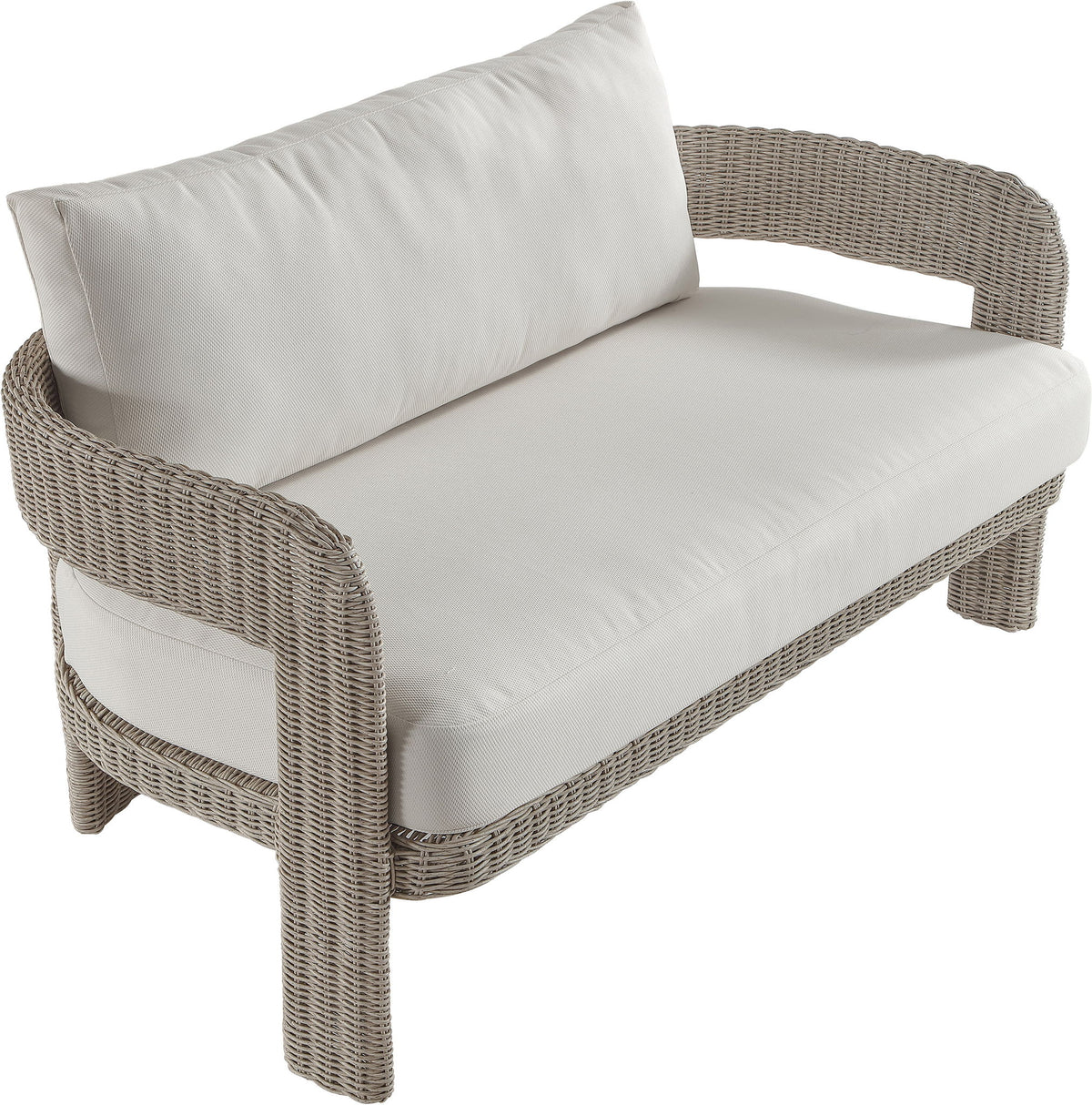 Sandbay - Olefin Water Resistant Fabric And Wicker Outdoor Patio Loveseat