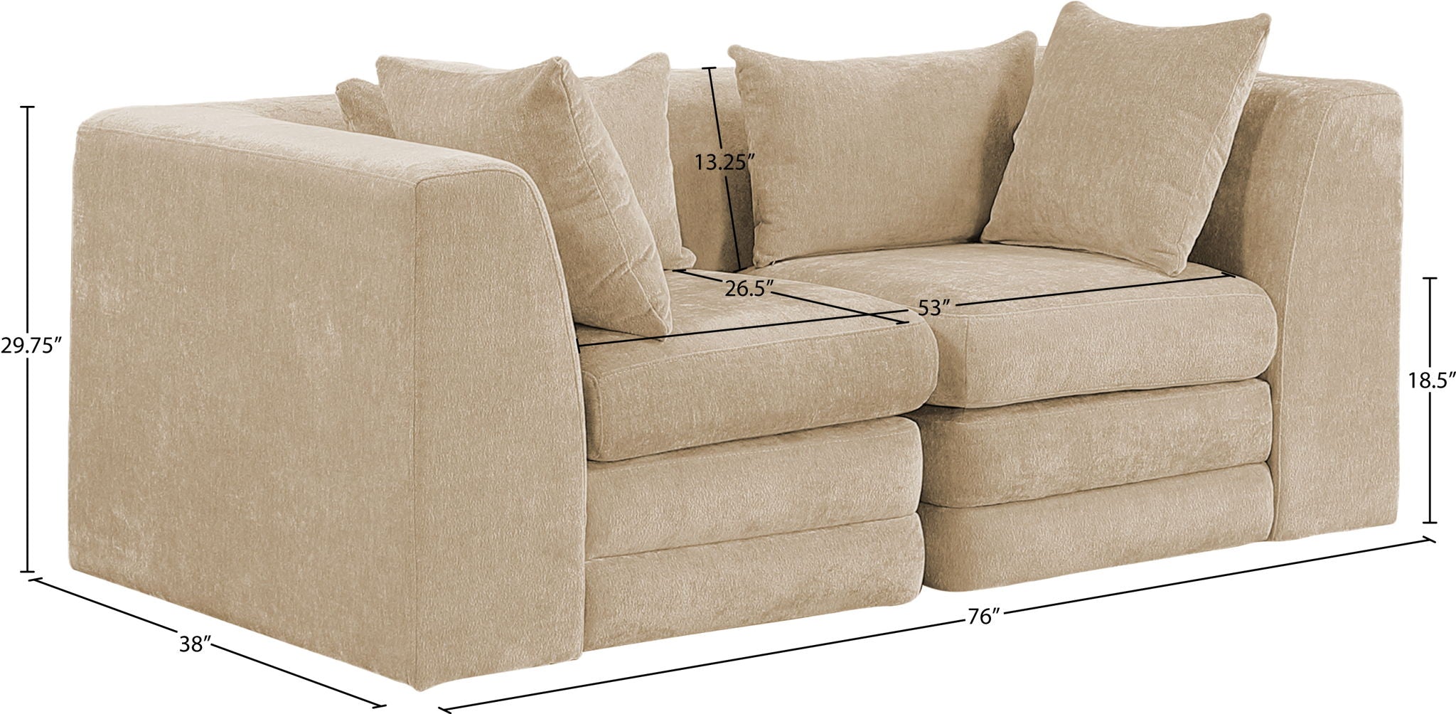 Stellar - 2 Piece 76" Upholstered Modular Loveseat