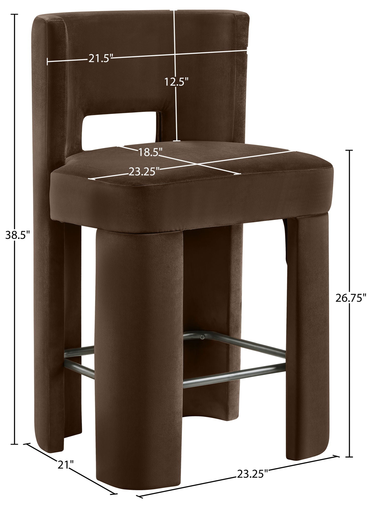Zuno - Velvet Performance Fabric Upholstered Counter Stool (Set of 2)