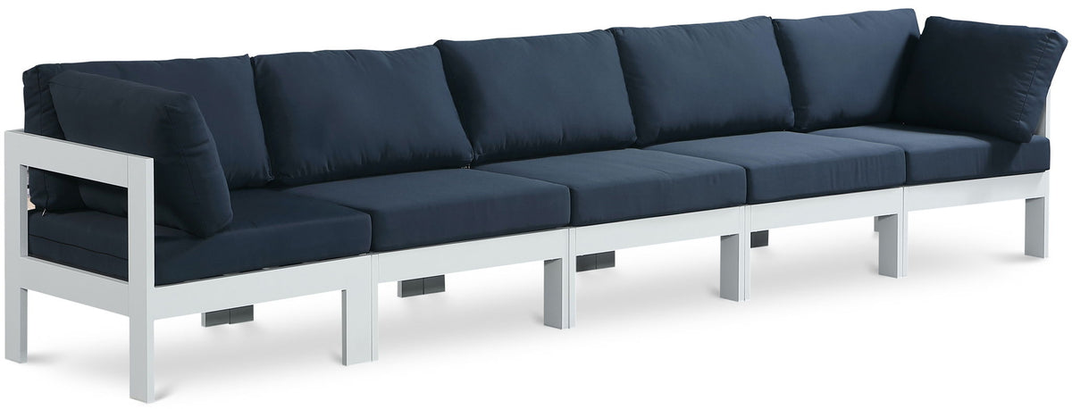 Nizuc - Outdoor Patio 5 Seat Modular Sofa With White Frame