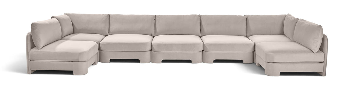 Hammond - Velvet Performance Fabric Upholstered 7 Piece U-Shaped Armless Sectional