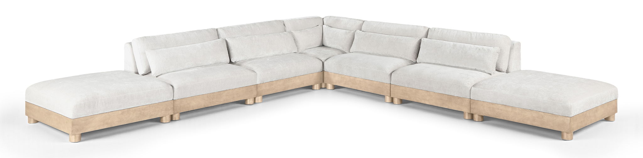 Turin - Chenille Fabric Upholstered Modular Sectional - White