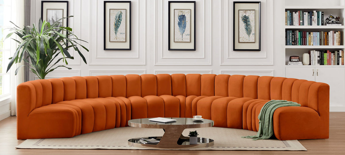 Arc - Velvet 8 Piece U-Shaped Modular Sofa