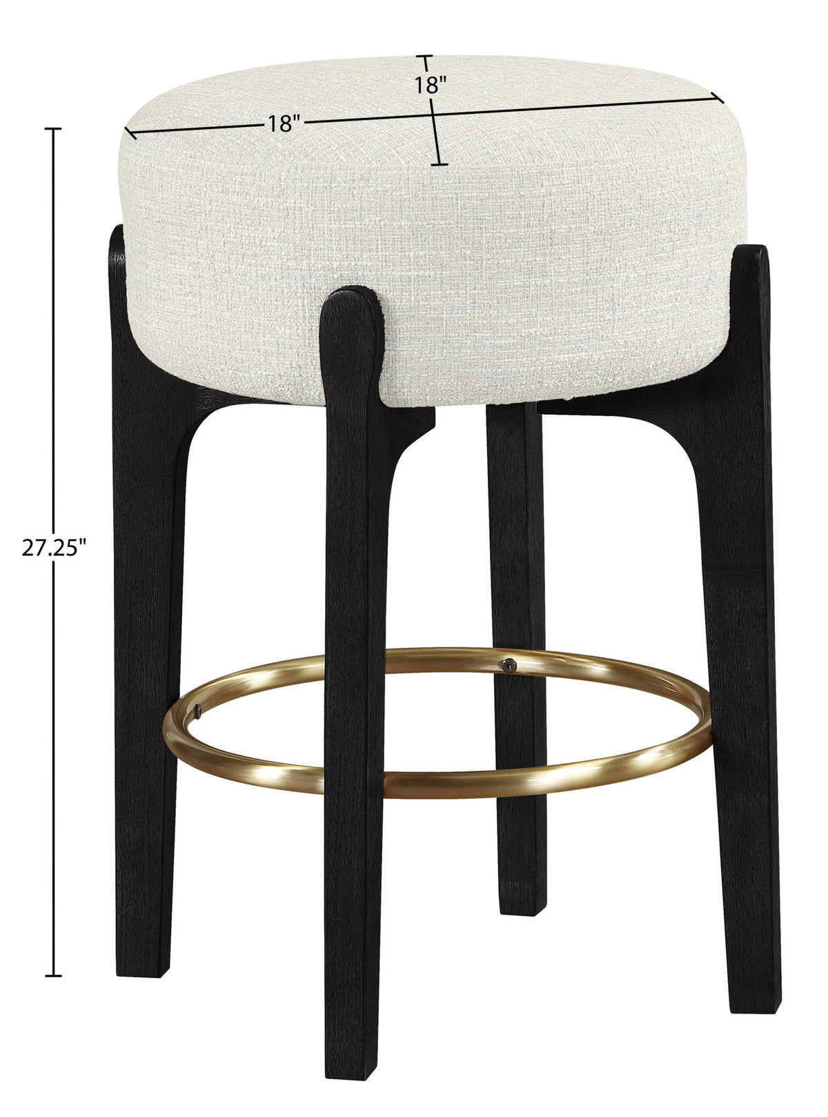 Torino - Backless Counter Stool With Brushed Black Base (Set of 2)