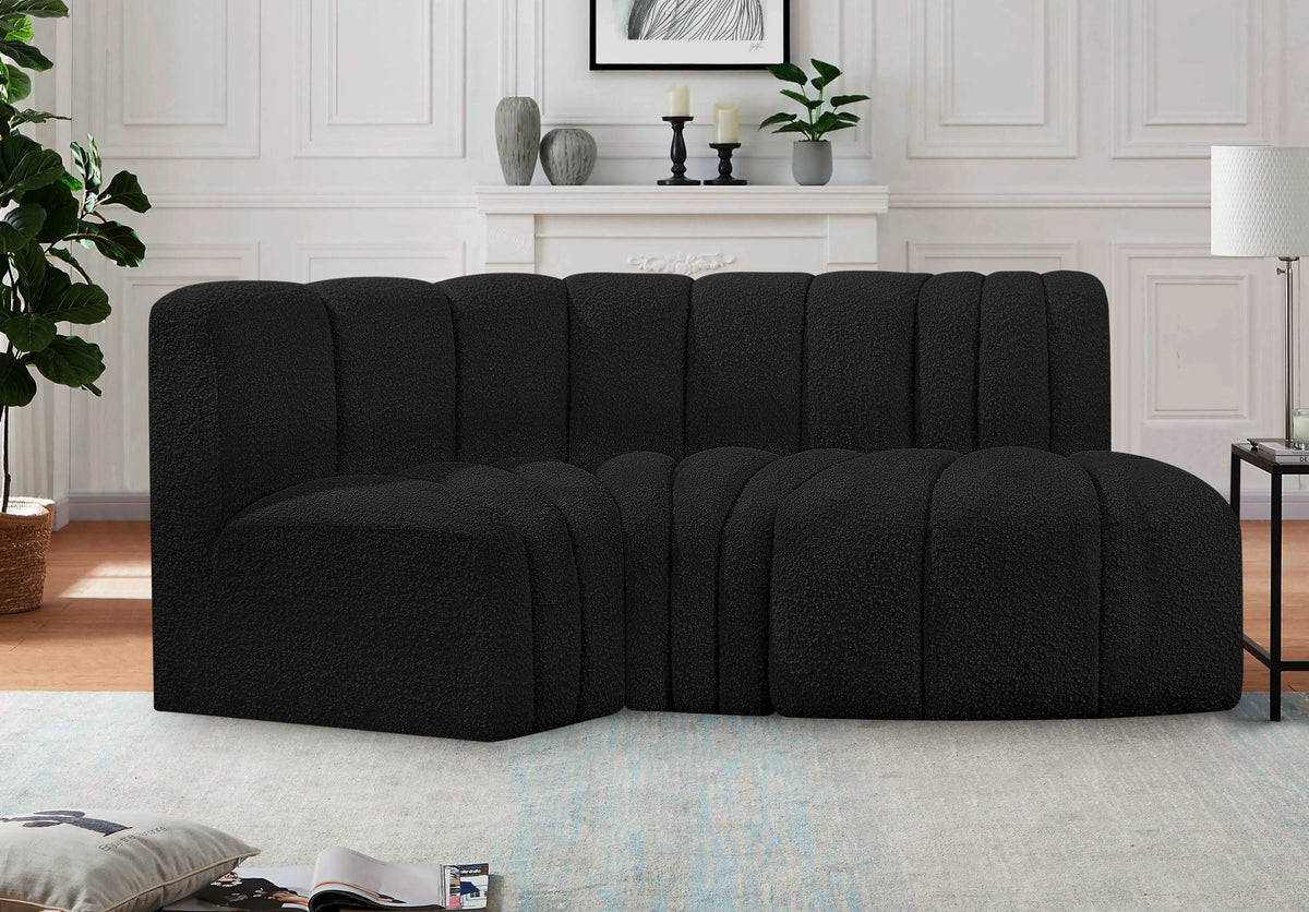 Arc - Boucle Fabric 3 Piece Modular L-Shaped Sofa