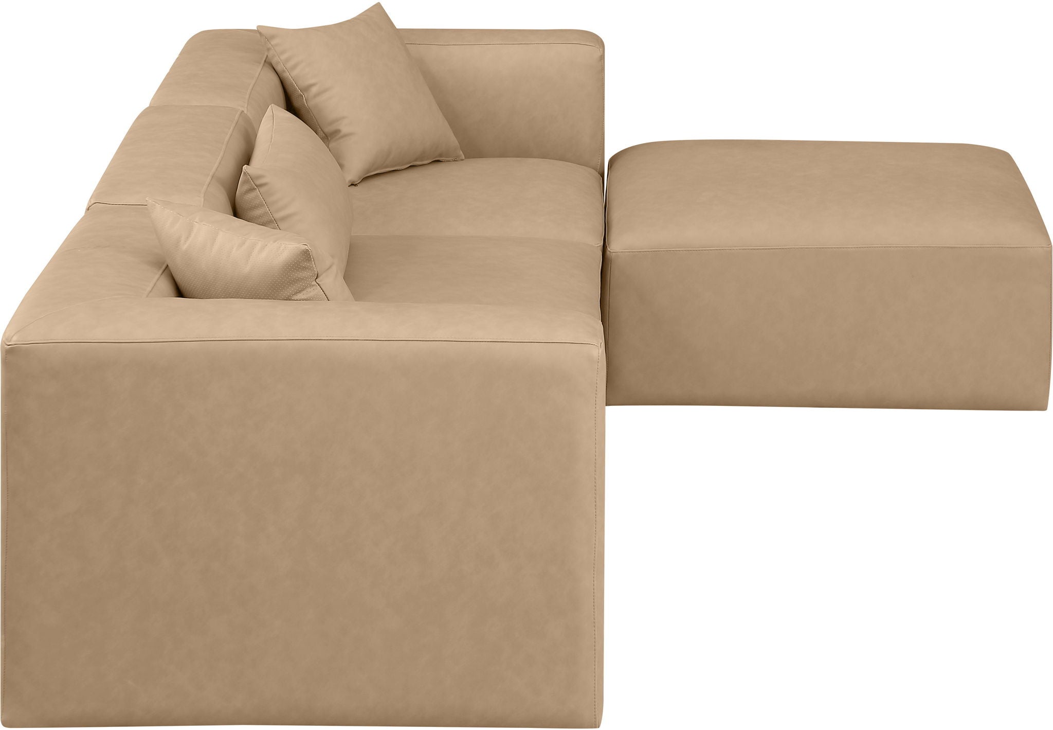 Cube - 4 Piece Modular Sectional With Chaise - Tan