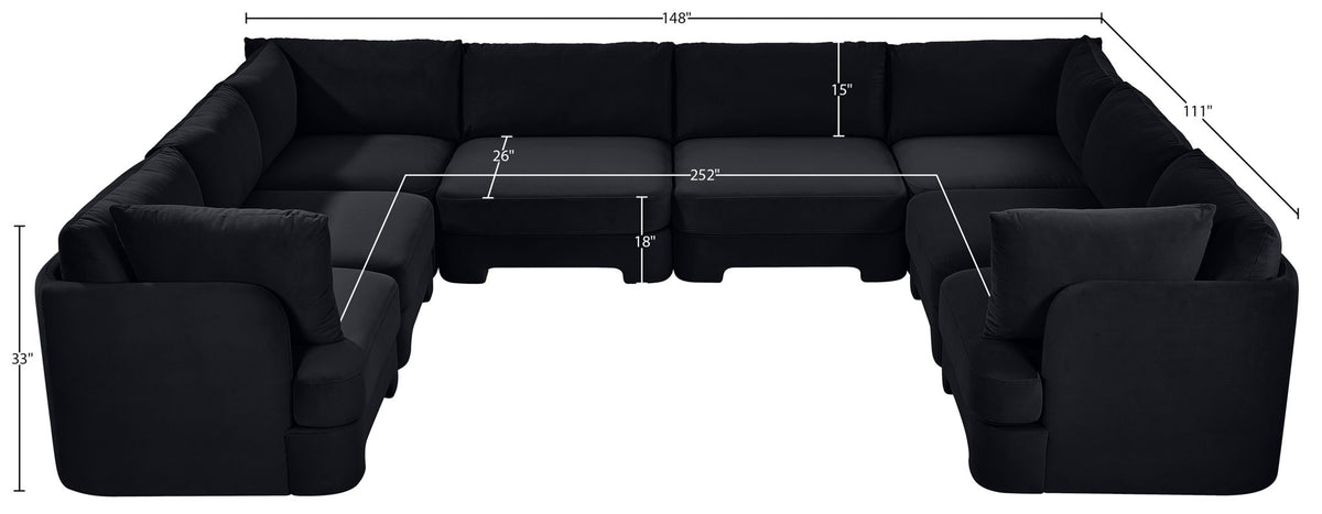 Hammond - Velvet Performance Fabric Upholstered 8 Piece U-Shaped Sectional
