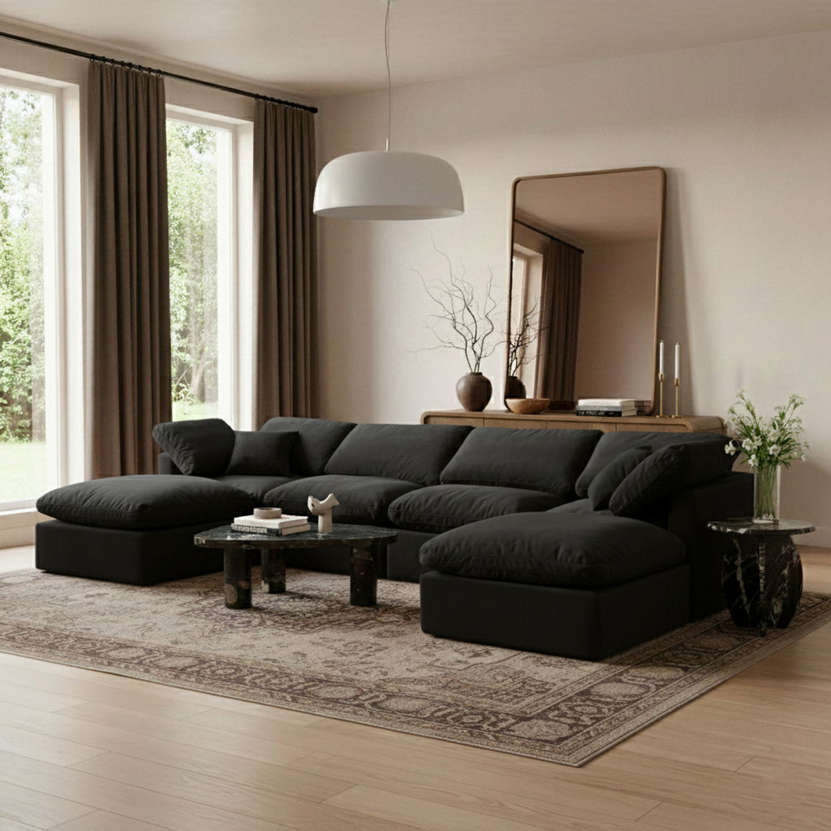 Indulge - Velvet 6 Piece Modular Double Chaise Sectional