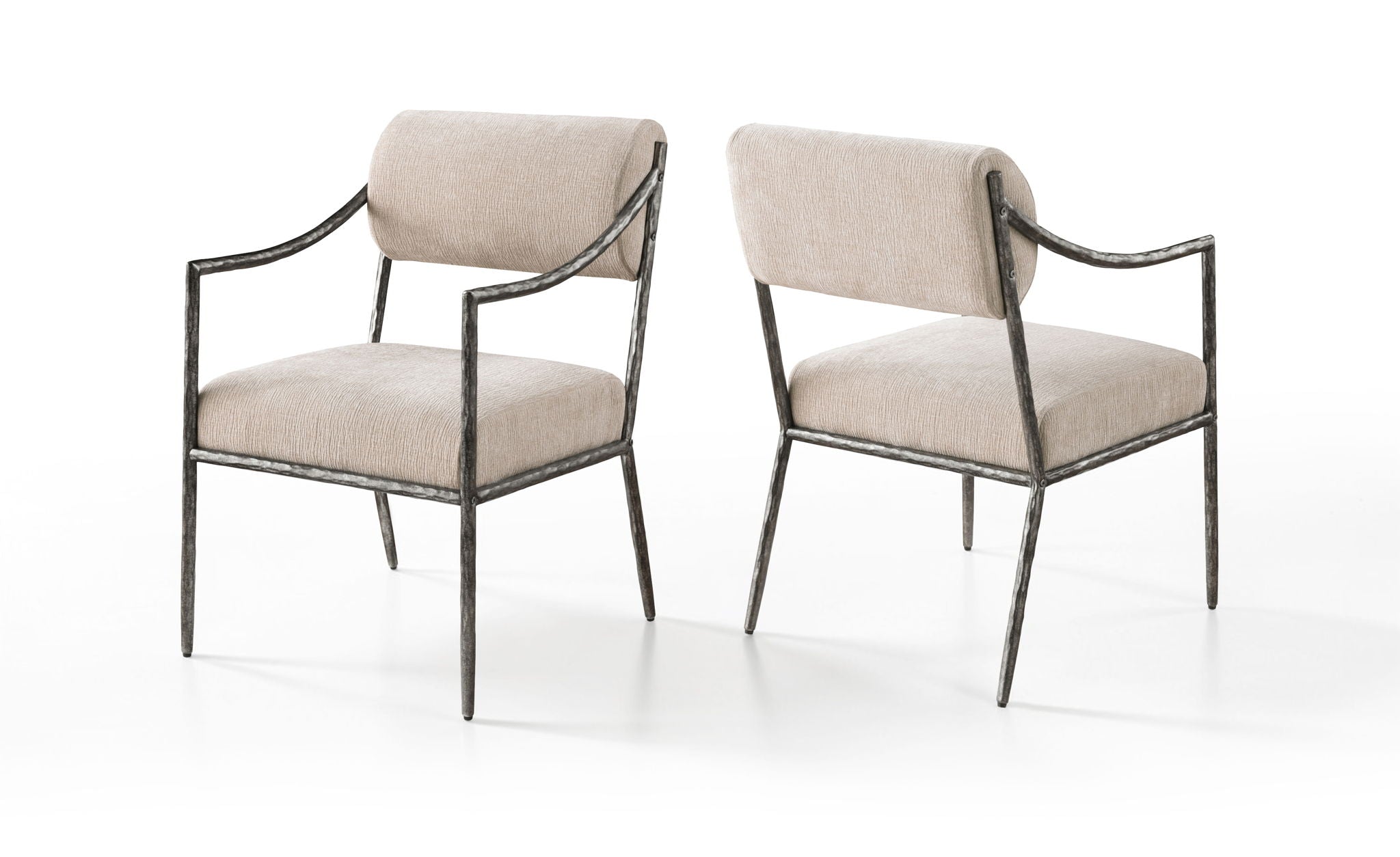 Bastille - Upholstered Dining Arm Chair (Set of 2) - Silver Frame