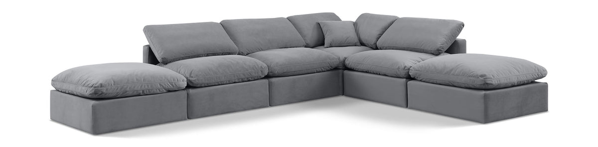 Indulge - Velvet 6 Piece Modular Armless Sectional
