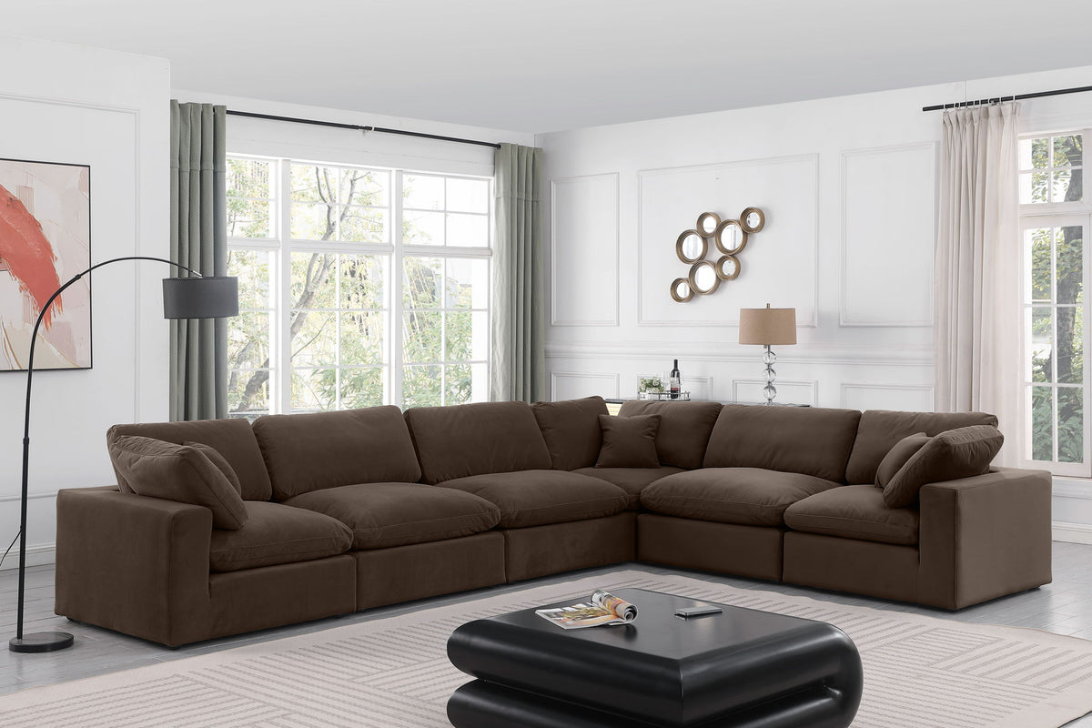 Comfy - 6 Piece Velvet Modular Corner Sectional