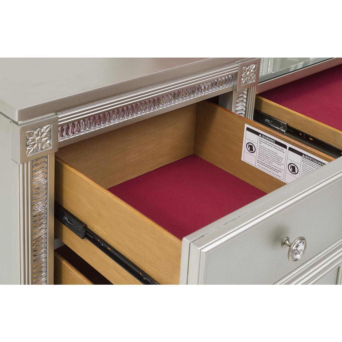Bevelle - Vanity Dresser With Mirror - Silver
