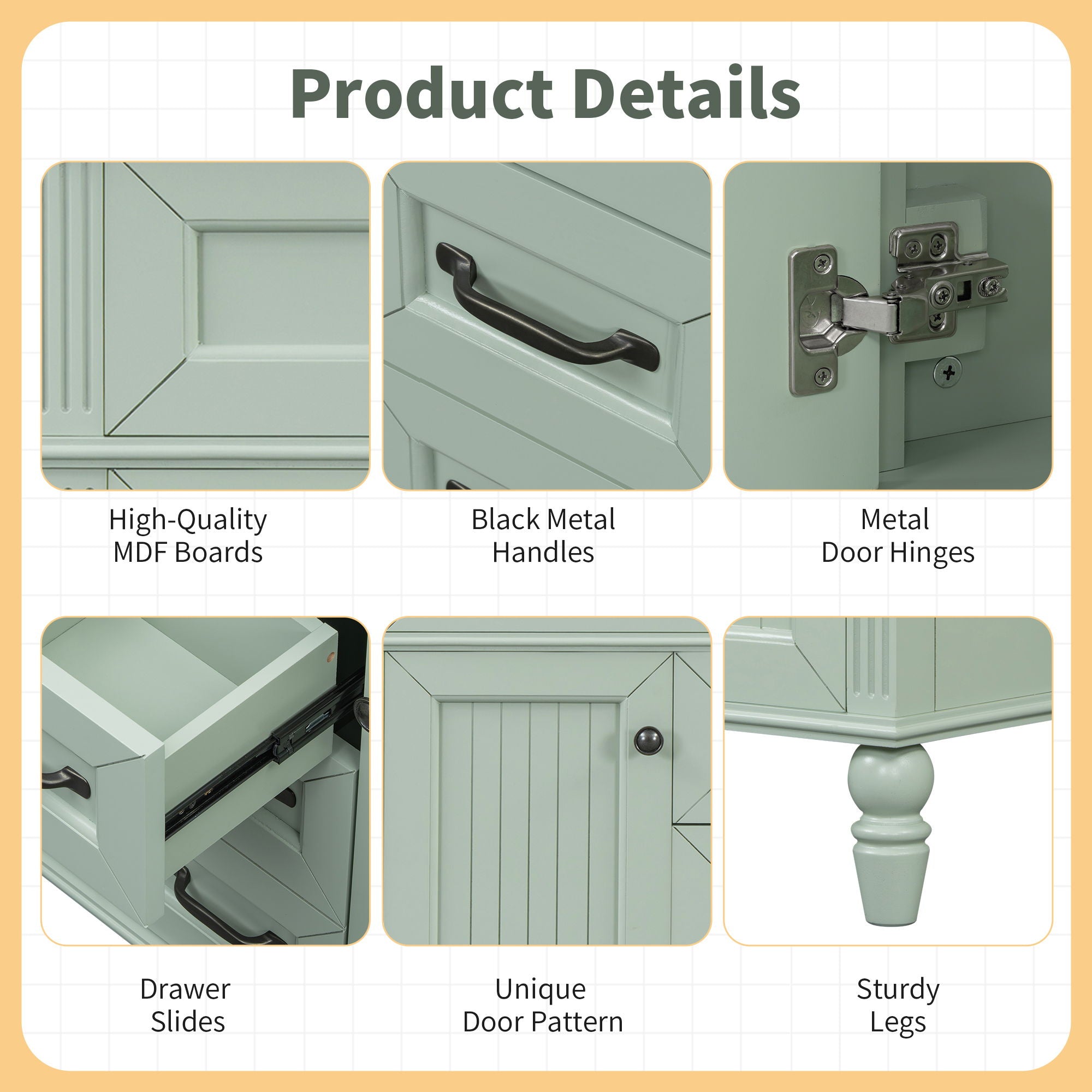 Bathroom Vanity With Sink, Flip-Out Top Drawer, Soft Close Doors, 2 Storage Drawers