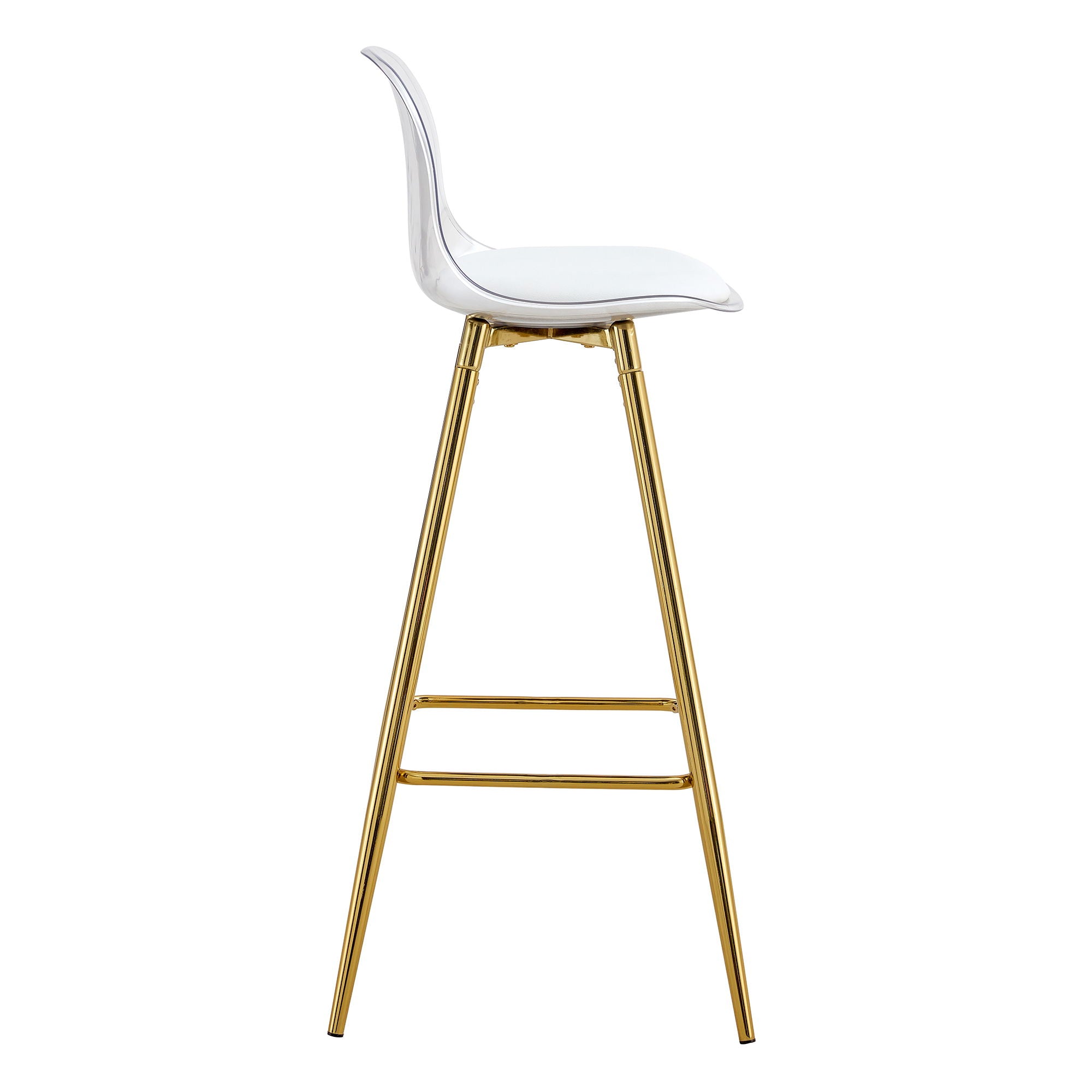 Stylish Upholstered Bar Chairs With Metal Legs For Dining Room Kitchen And Terrace - White / Gold