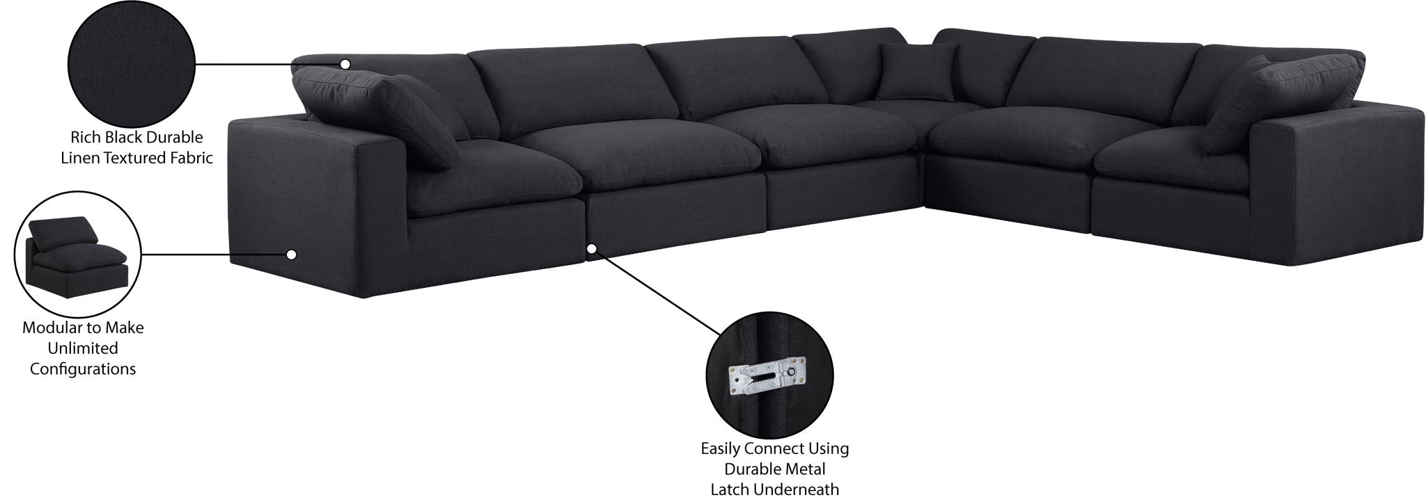 Comfy - 6 Piece Linen Modular Corner Sectional