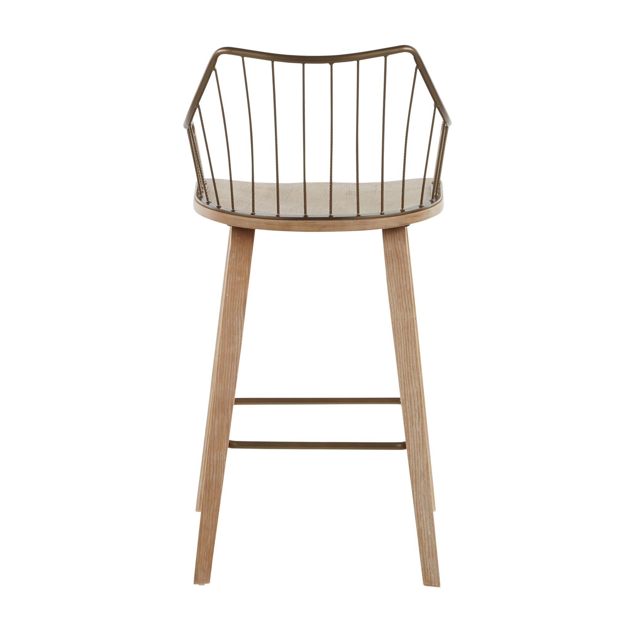 Winston - Farmhouse Counter Stool - White Washed / Antique Copper