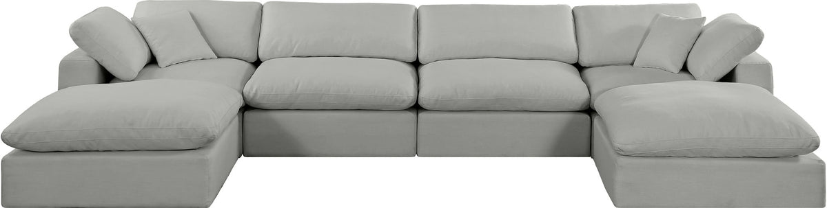 Comfy - 6 Piece Linen Modular Double Chaise Sectional