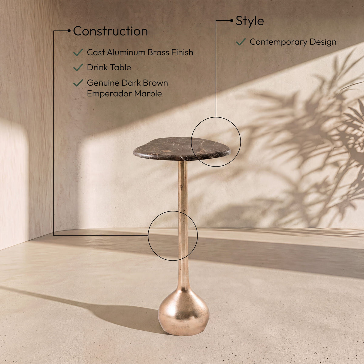 Vireo - Aluminum Base Drink Table