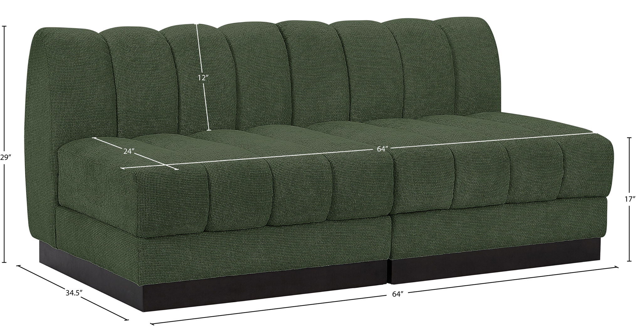 Quinn - 2 Seat Modular Armless Sofa