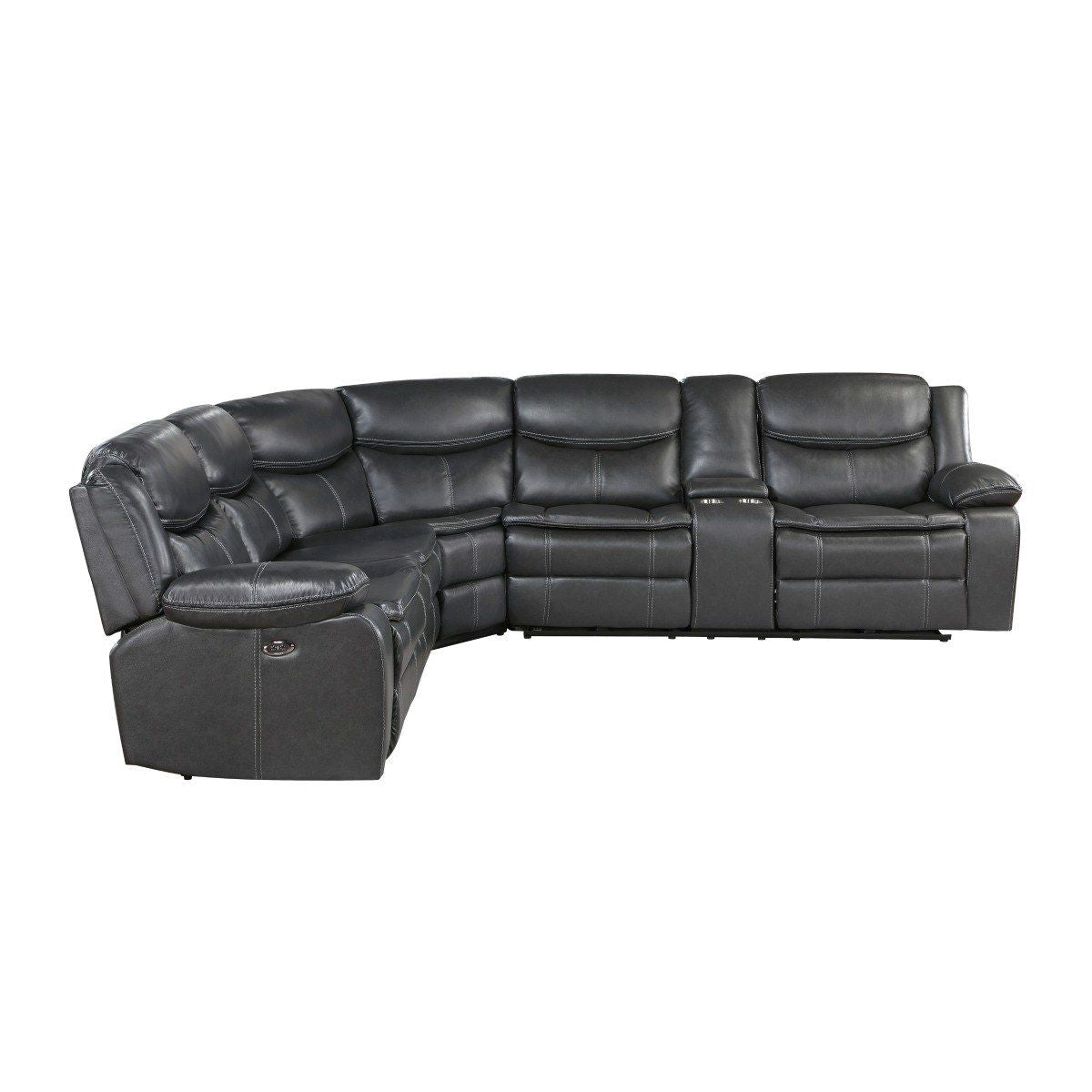 Fargo - (3) 3 Piece Power Reclining Sectional With Right Console - Dark Gray