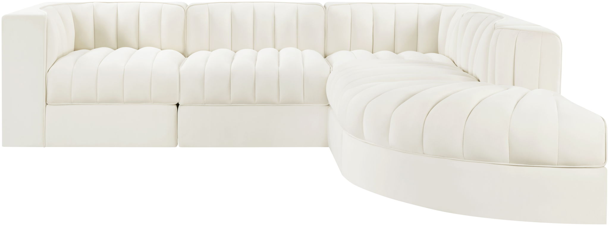 Rummi - Velvet Performance Fabric Upholstered 5 Piece Modular Sectional