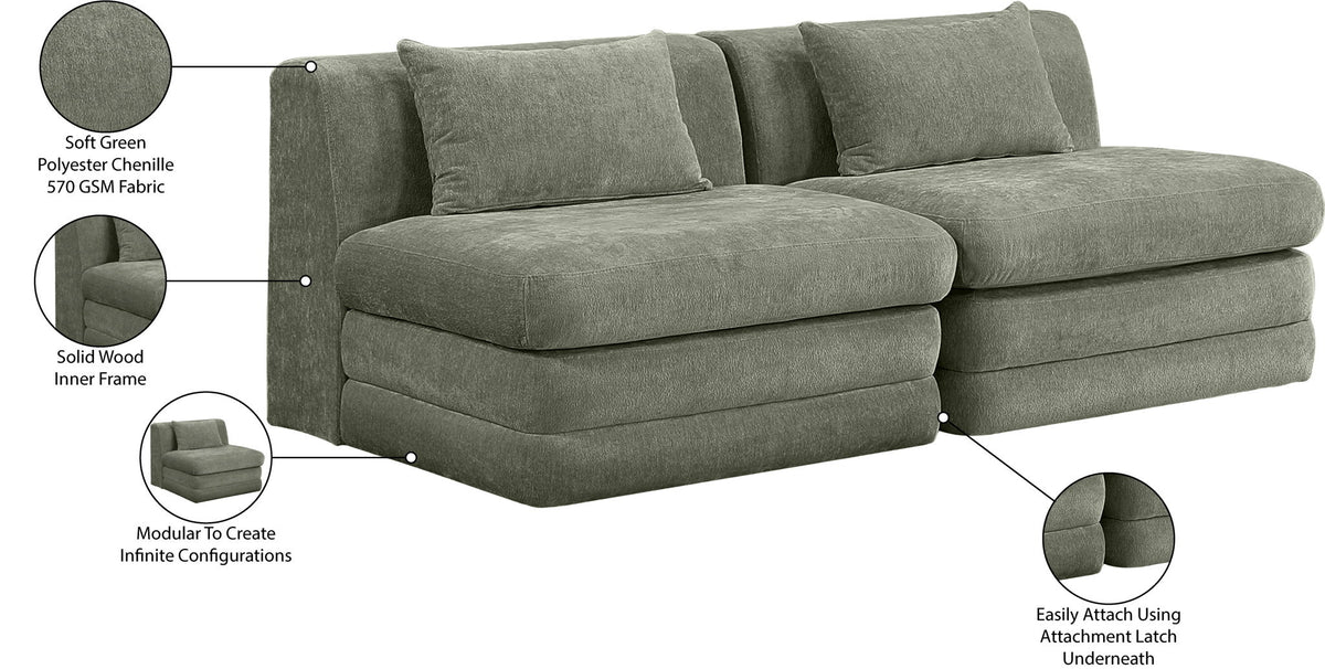 Stellar - 2 Piece 76" Upholstered Modular Armless Loveseat