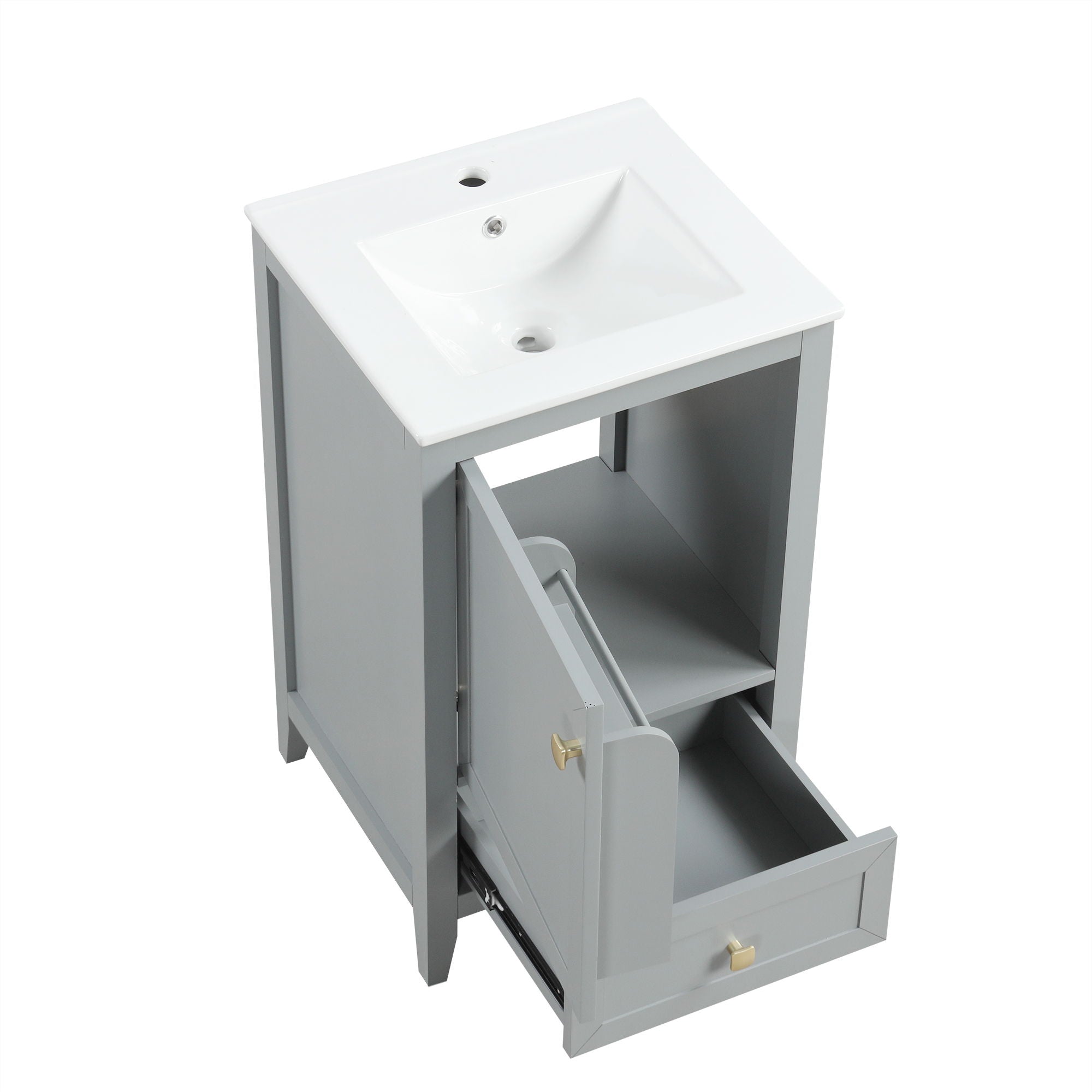 Bathroom Vanity With Sink, Soft Closing Cabinet Door, Storage Rack And Drawer