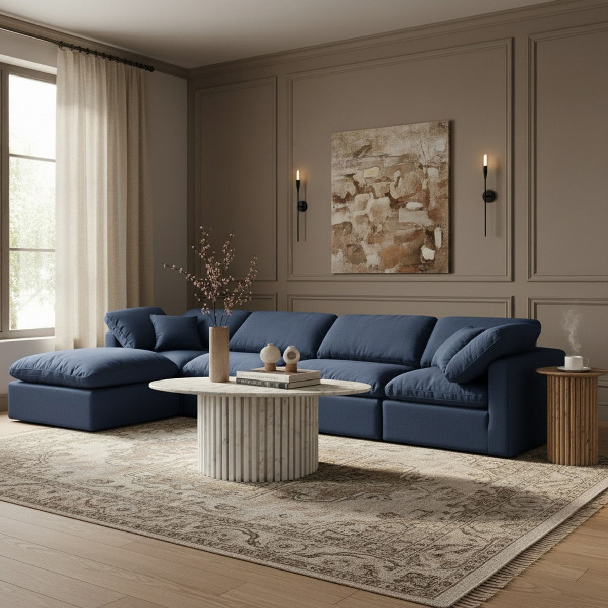 Indulge - Linen 5 Piece Modular Sectional With Chaise