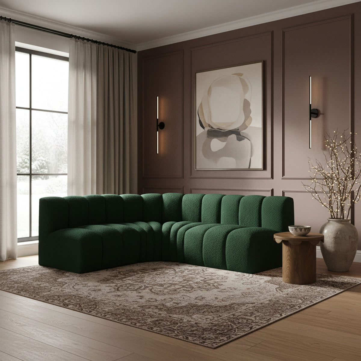 Arc - Boucle Fabric 4 Piece Corner Modular Sofa