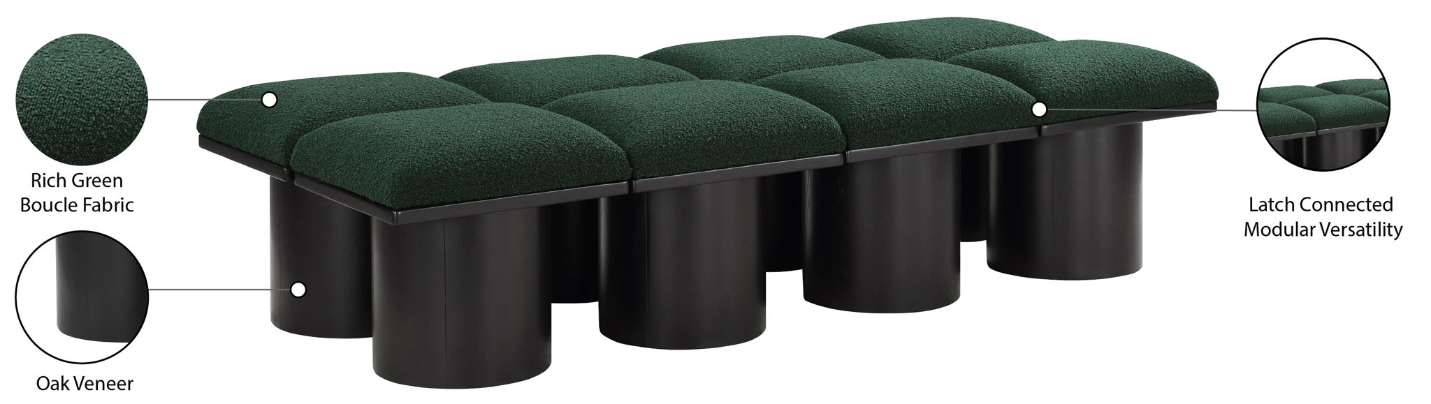 Pavilion - 8 Piece Modular Bench With Black Base