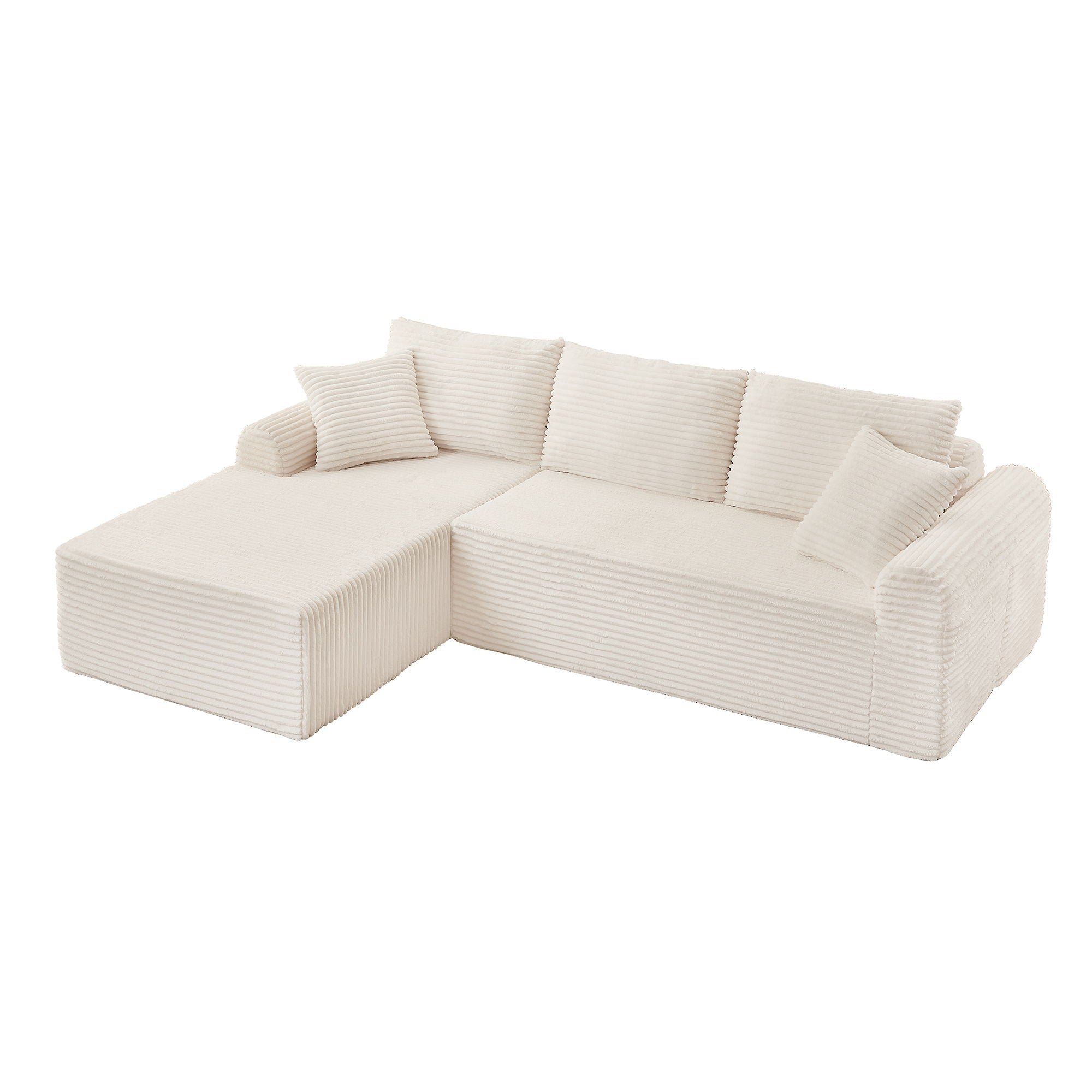 Modular Sectional With Arched Armrests, Includes 3 Back Cushions & 2 Throw Pillows