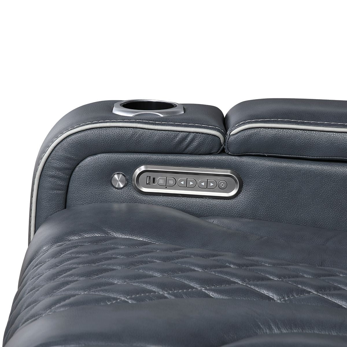 Apex - Power Double Reclining Sofa With Center Drop-Down Cup Holders, Power Headrests, Storage Arms With Cup Holders, Reading Lights, Wireless Charger, Air Massage And Heat, LED Lighting And Charging Ports