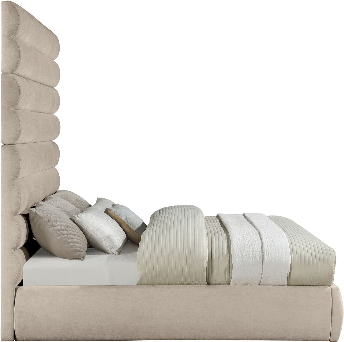 Adam - Chenille Fabric Bed With 89" Headboard