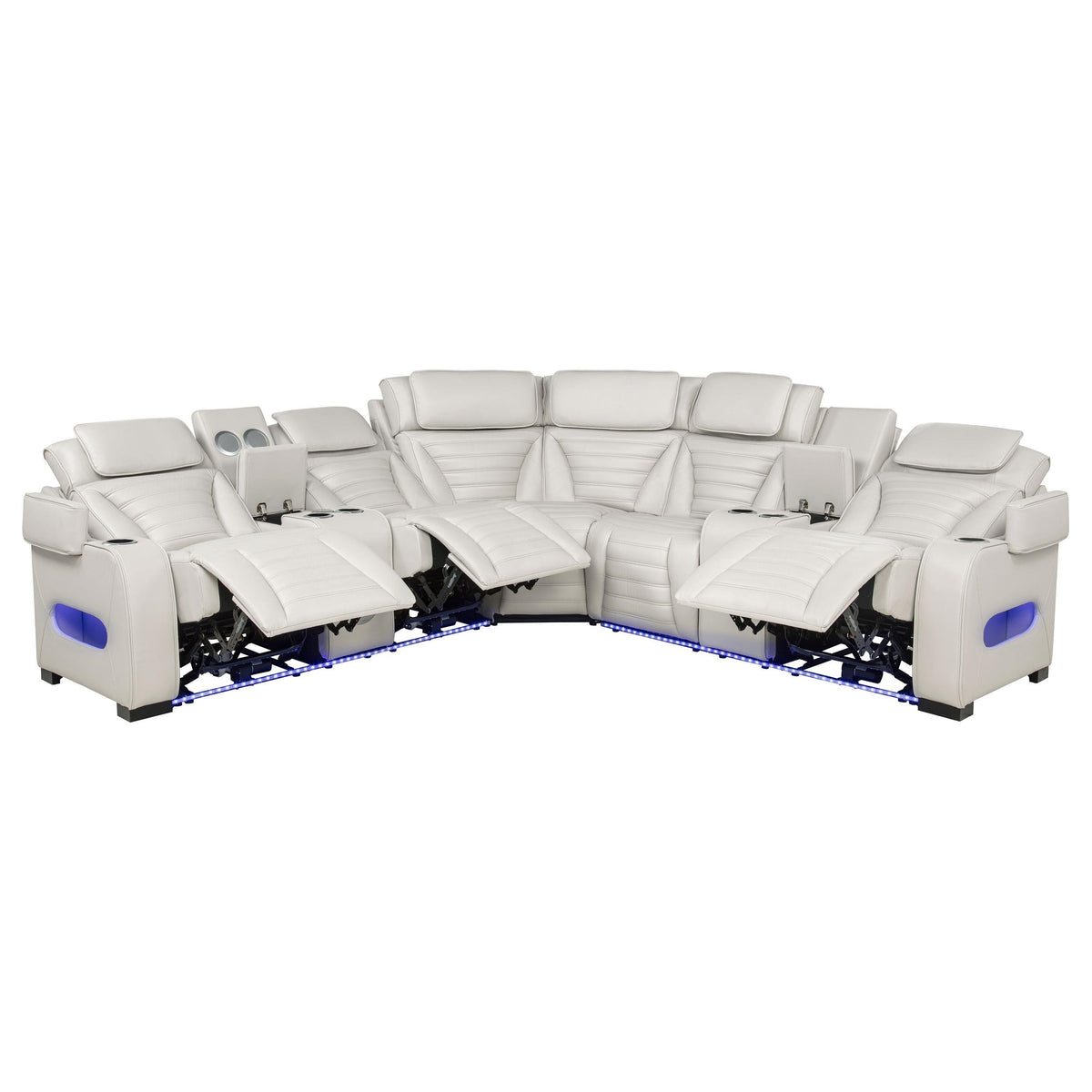 Zuma 3-Piece Dual Power Reclining Sectional with Bluetooth Greige