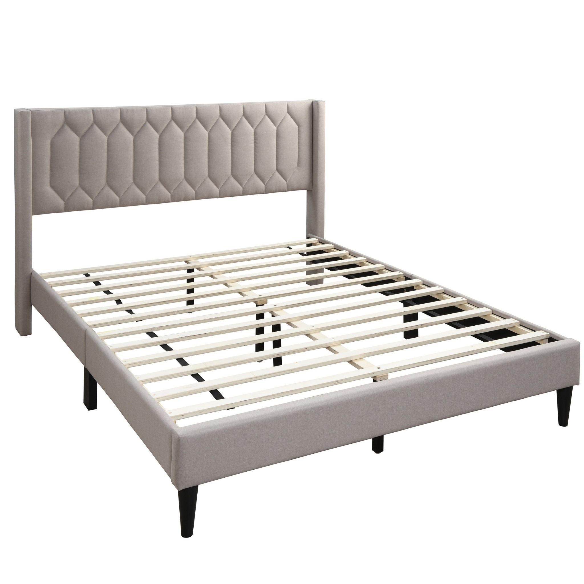 Platform Bed With Diamond Tufted Headboard
