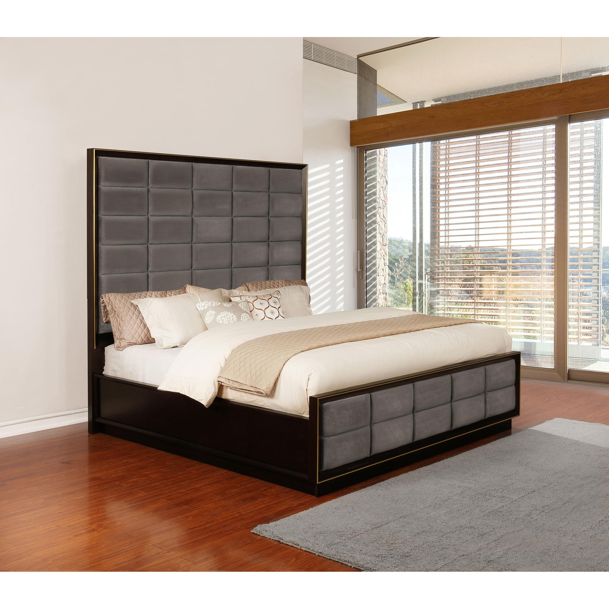 Diamond Modern Furniture COA Luddington Queen Upholstered Panel Bed 223261Q IMAGE 4