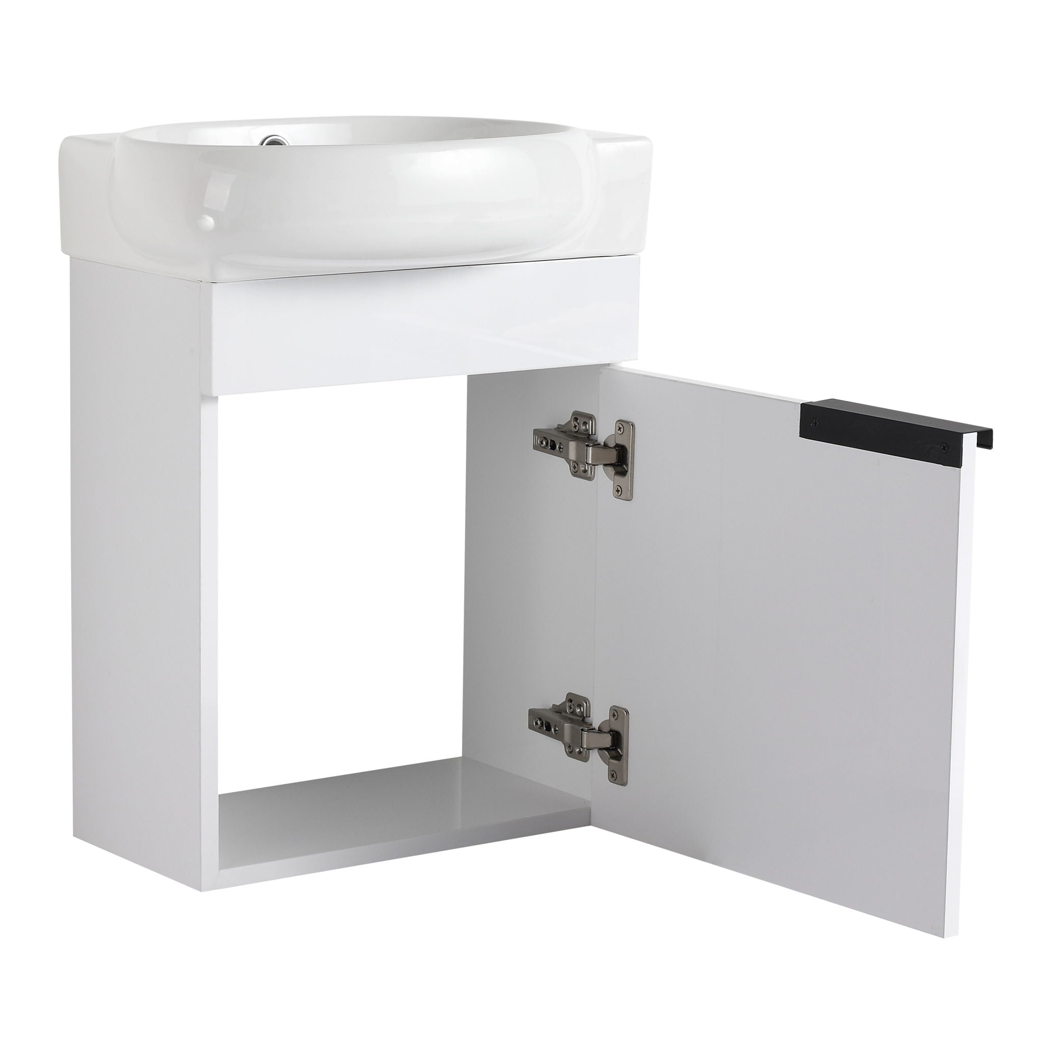 Wall Mounted Bathroom Vanity With Sink And Storage Rack, Soft Close Doors