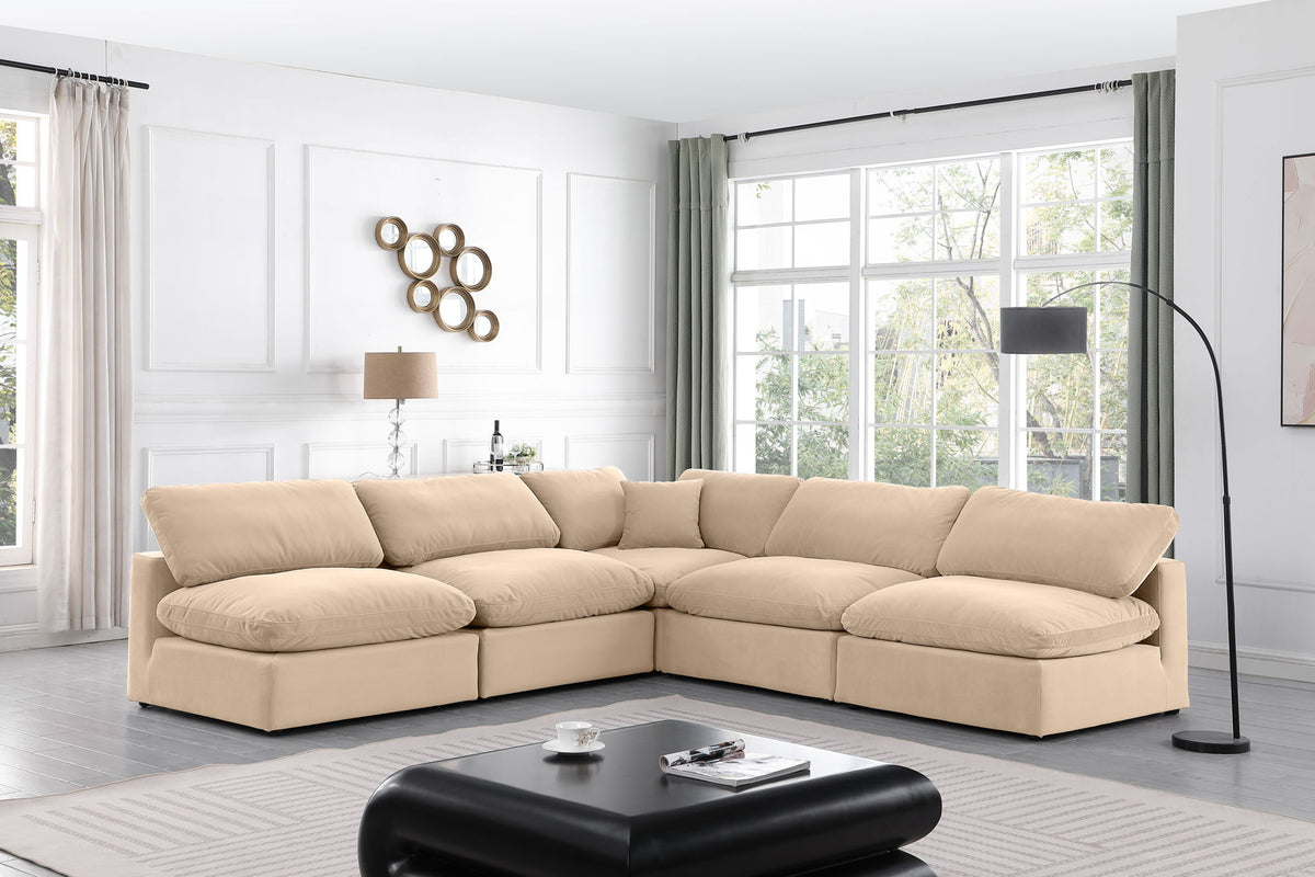 Comfy - 5 Piece Velvet Modular Corner Armless Sectional