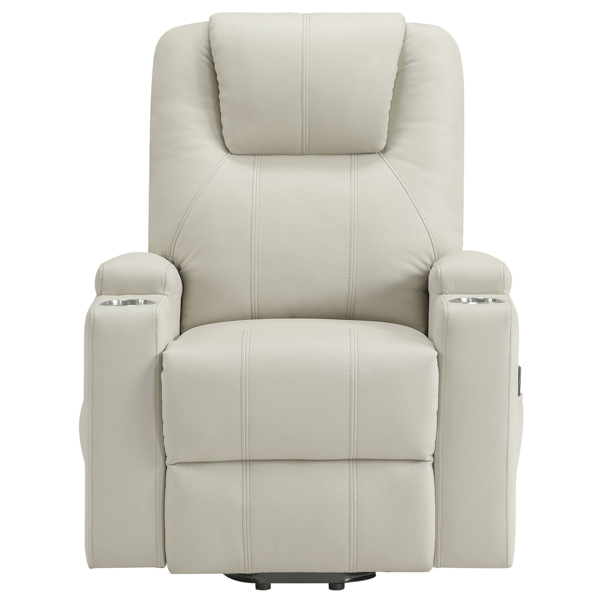 Armstrong Tufted Faux Leather Power Lift Massage Recliner Ivory
