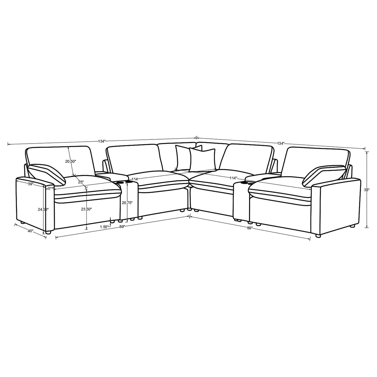Collins 7-piece Modular Power Reclining Sectional Dark Grey