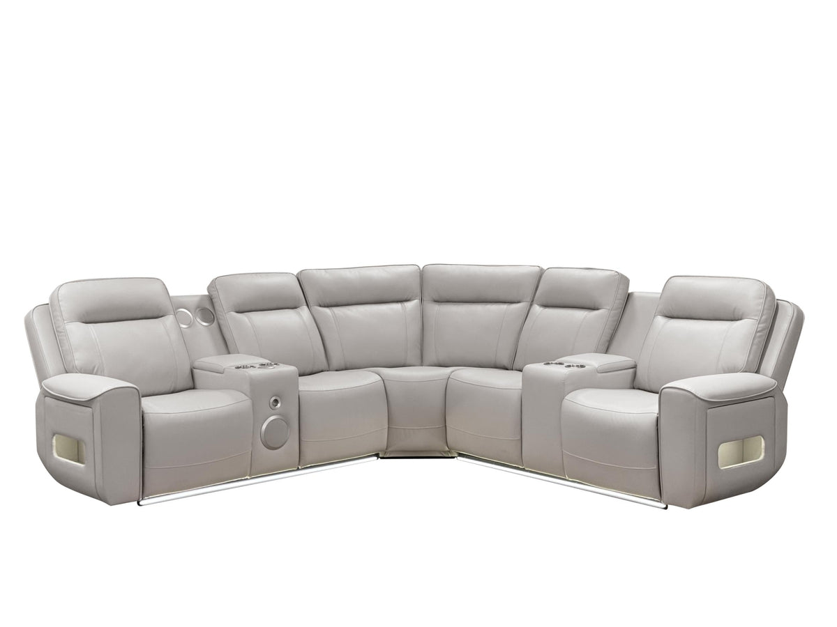 Rojas 3-Piece Dual Power L-Shaped Sectional Sofa with Bluetooth Greige