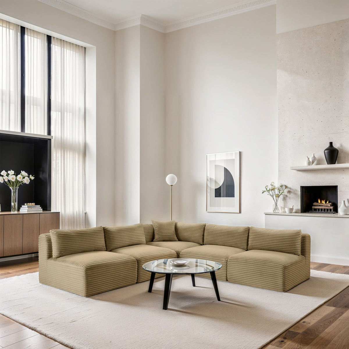 Shaggy - 5 Piece Modular Corner Armless Sectional