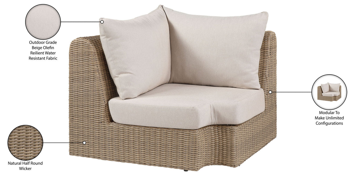 Seacrest - Olefin Water Resistant Fabric And Wicker Outdoor Patio Corner Chair