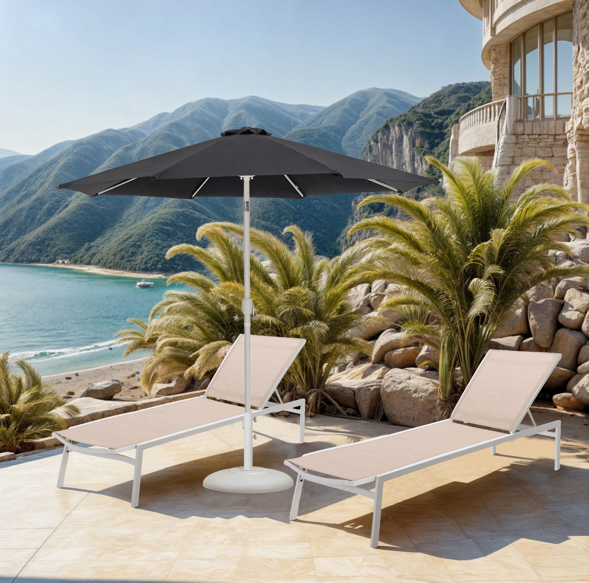 Fiji - Aluminum Patio Umbrella With Round White Base